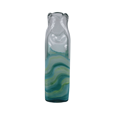 Clear & Blue Ocean Design Handmade Vase (34cm)