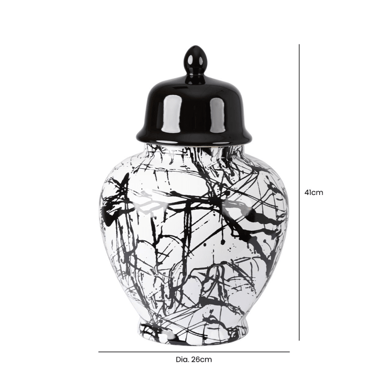 Black and White Splash Ginger Jar