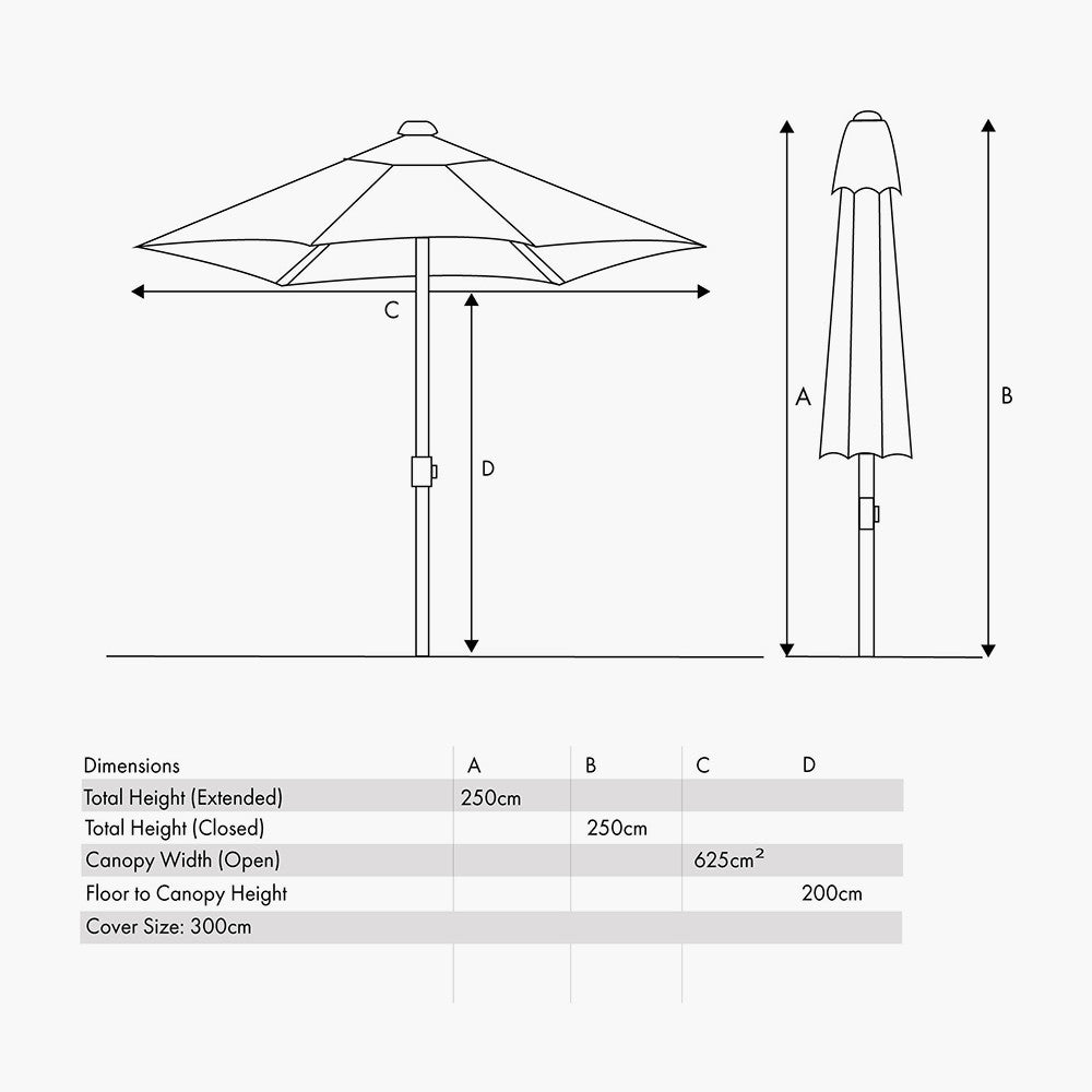 Lisboa 3m Round Parasol