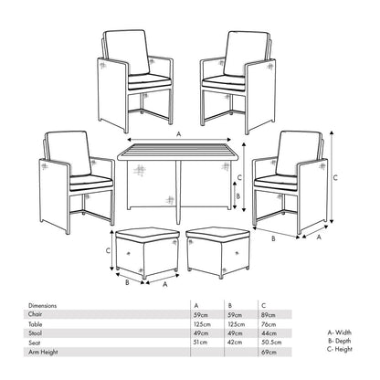 Bermuda Outdoor Cube Set with Ceramic Top