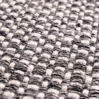 Indoor Outdoor Graphite and White Basket Weave Design Rug