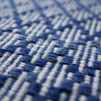 Indoor Outdoor Denim Blue & White Ikat Design Rug