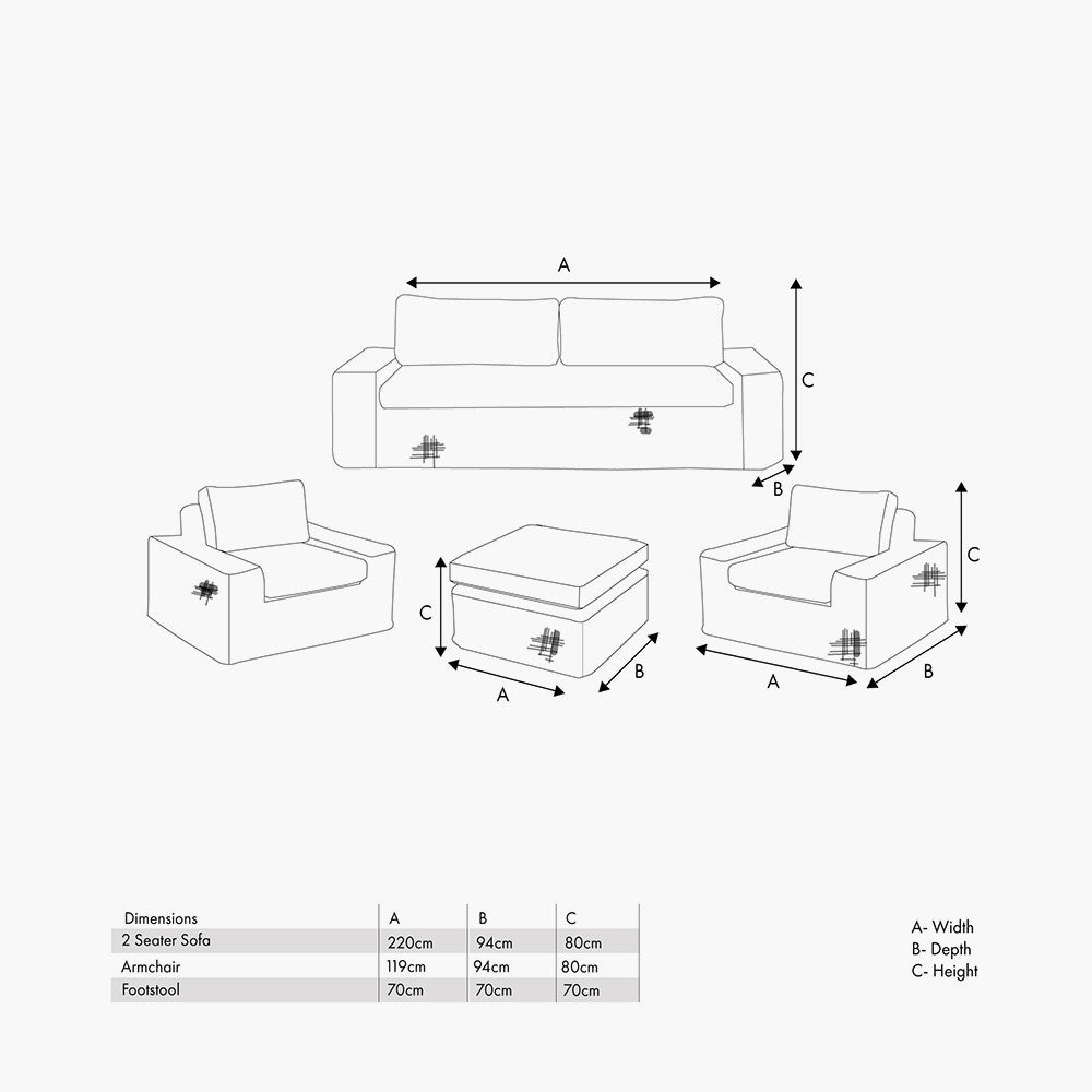 Como Natural Antique Outdoor Seating Set