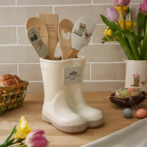 Cooksmart Hen House Lane Wellies Utensil Pot