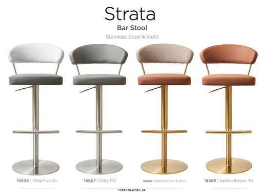 Strata Gold Saddle Brown Barstool