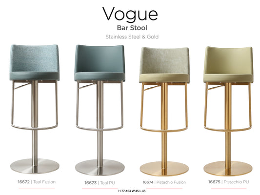Vogue Stainless Steel Teal Barstool
