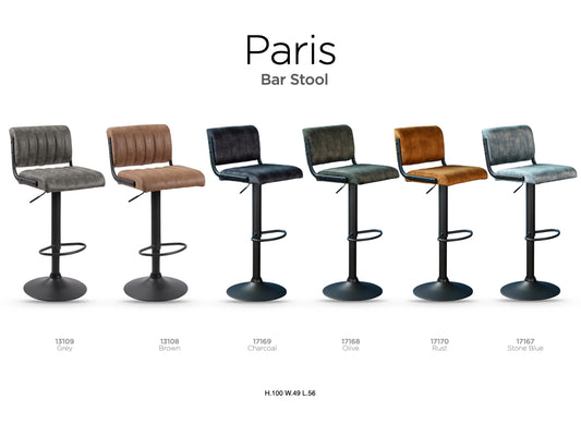 Paris Blue Bar Stool Set of 2 | Knock-Down Design | Contemporary Dining Seating