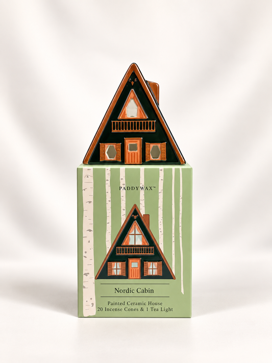 Paddywax Nordic Cabin Ceramic House Incense Cones & Tea light