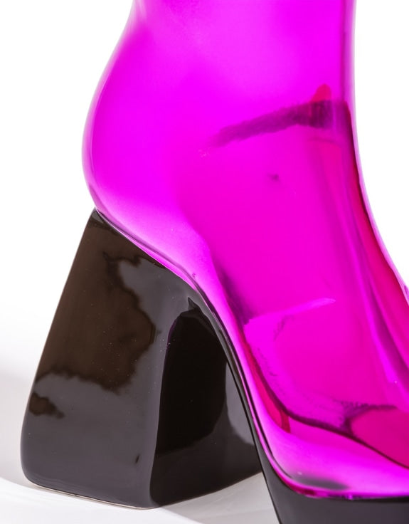 Large Electro Purple Heeled-Boot Ceramic Vase