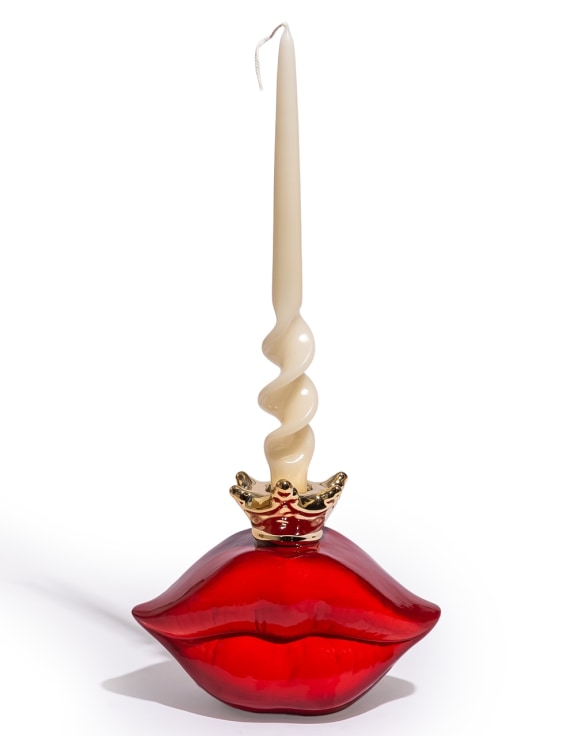 Queen of Lips Red Ceramic Candle Holder
