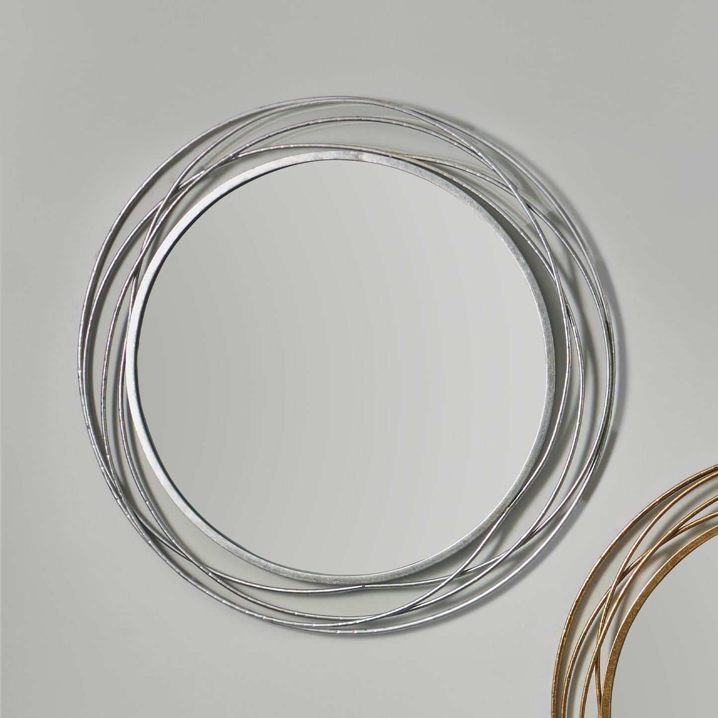 Antique Metal Swirl Round Wall Mirror