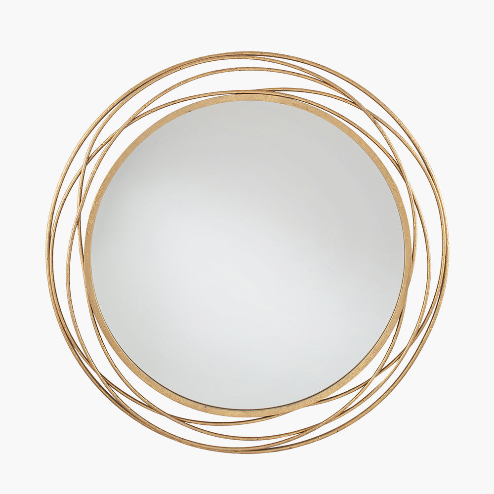 Antique Metal Swirl Round Wall Mirror