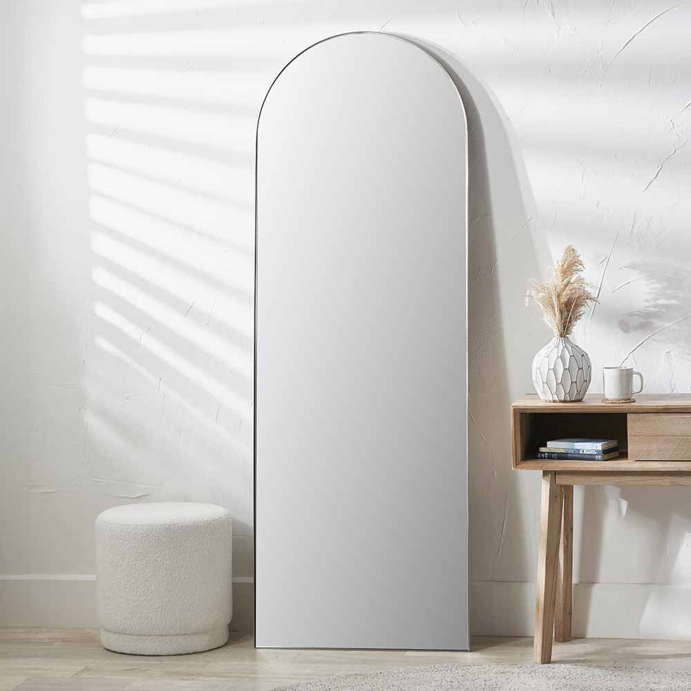 Metal Slim Frame Arch Floor Mirror