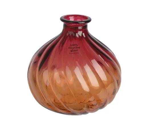 Red & Orange Transparent Recycled Glass Vase (17x17cm)