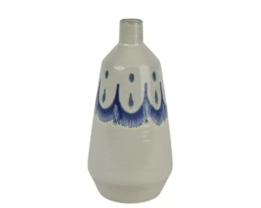 White & Blue Terracotta Vase (33x16cm)