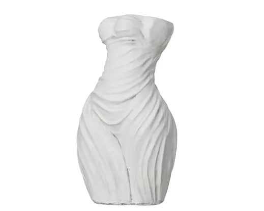 White Outdoor Polymagnesium Lady Body Statue (56x30.5x23cm)