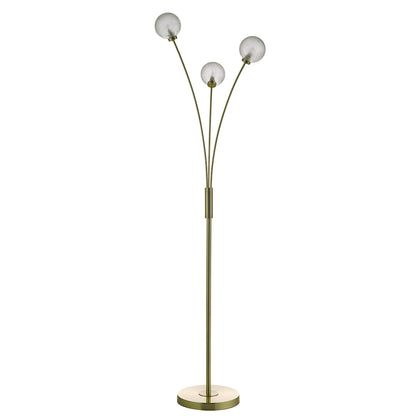 Dar Avari 3 Light Floor Lamp Satin Brass and Frosted Glass