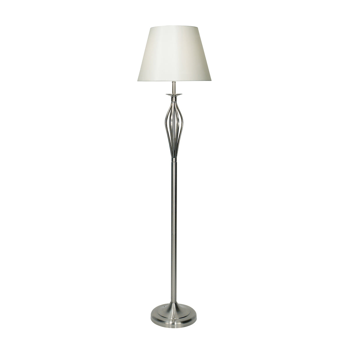 Dar Bybliss Floor Lamp Satin Chrome With Shade (Pack of 2)