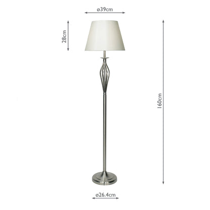 Dar Bybliss Floor Lamp Satin Chrome With Shade (Pack of 2)