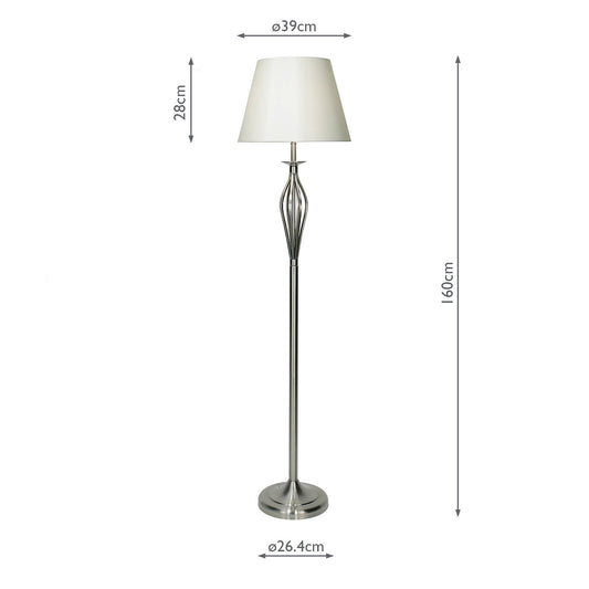 Dar Bybliss Floor Lamp Satin Chrome With Shade (Pack of 2)