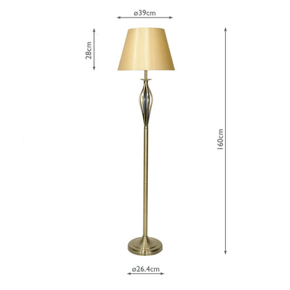 Dar Bybliss Floor Lamp Antique Brass With Shade (Pack of 2)