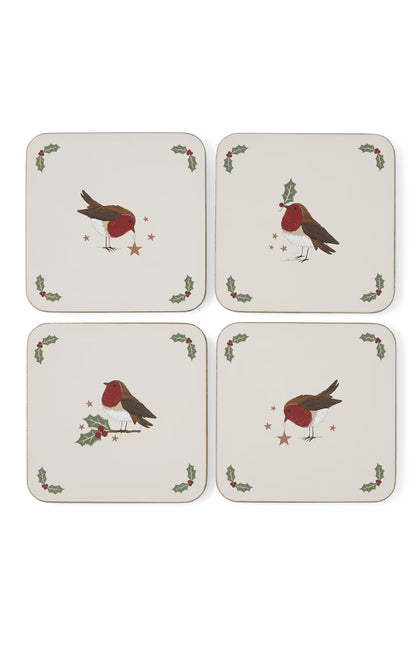 Cooksmart Xmas Robins Retreat Coasters (Set of 4)
