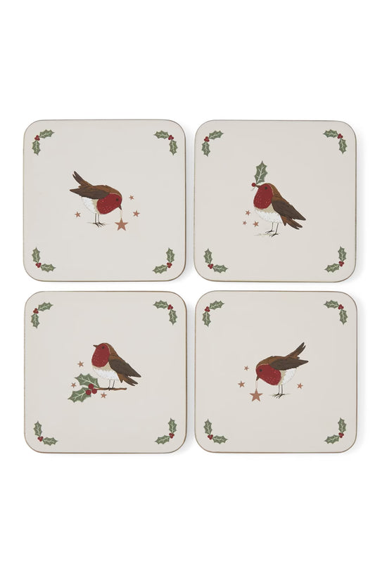 Cooksmart Xmas Robins Retreat Coasters (Set of 4)