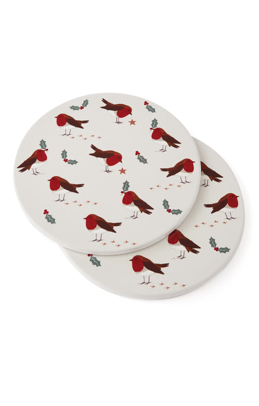 Cooksmart Xmas Robins Retreat Trivets (Set of 2)