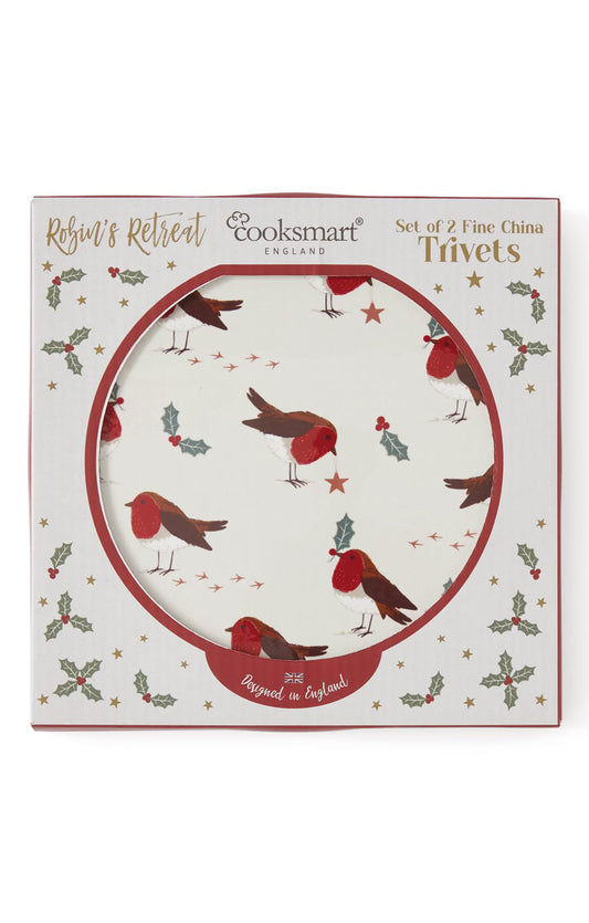 Cooksmart Xmas Robins Retreat Trivets (Set of 2)