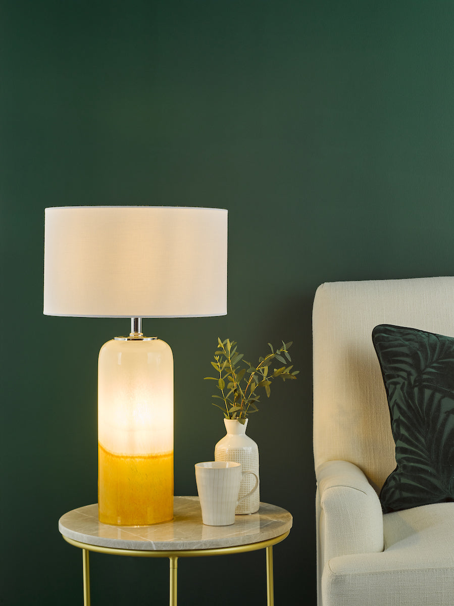 Dar Deandra Table Lamp Yellow and White Art Glass Base Only