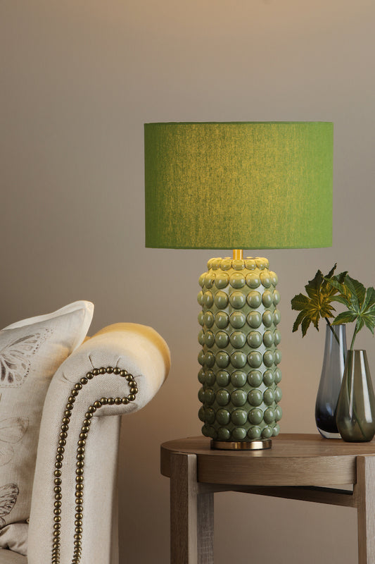 Dar Etzel Table Lamp Green Antique Brass With Shade