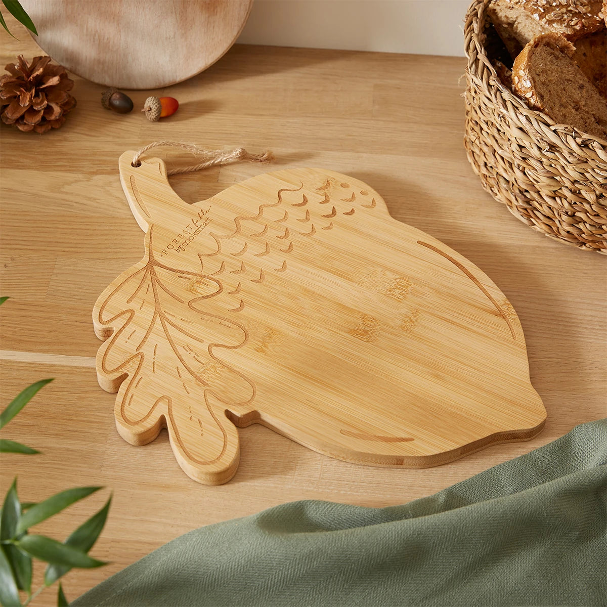 Cooksmart Forest Fable Bamboo Acorn Shaped Serving Board