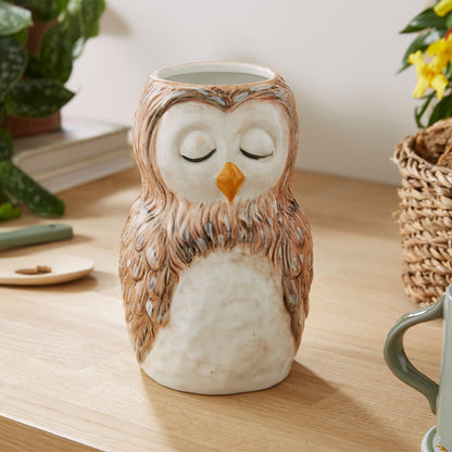 Cooksmart Forest Fable Ceramic Owl Shaped Utensil Pot