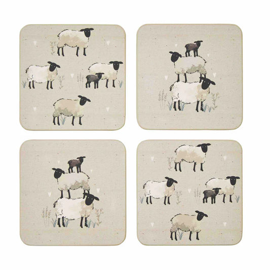 Cooksmart Highland Sheep Pack of 4 Coasters