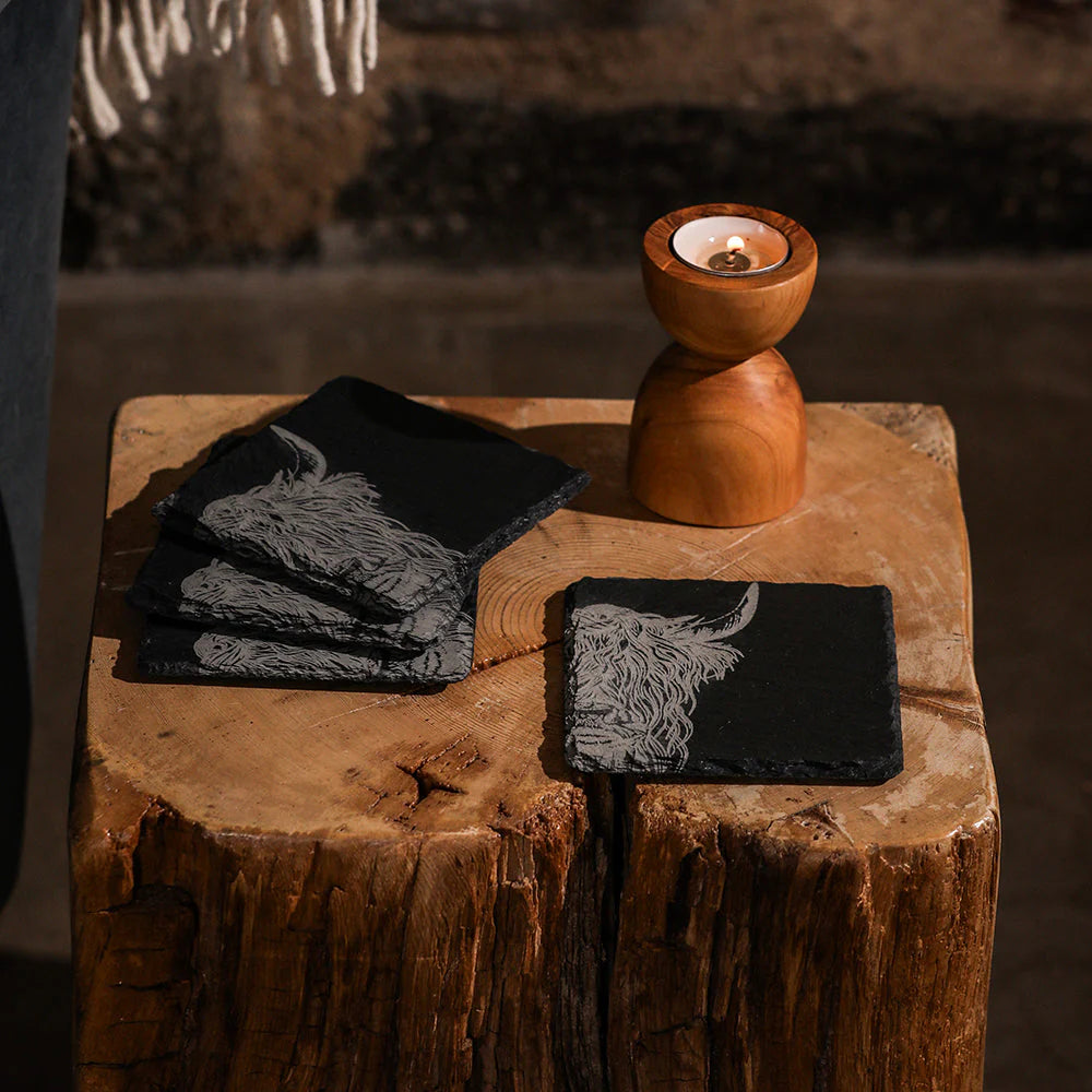 Selbrae House Highland Cow Slate Coasters (Set of 4)