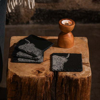 Selbrae House Highland Cow Slate Coasters (Set of 4)