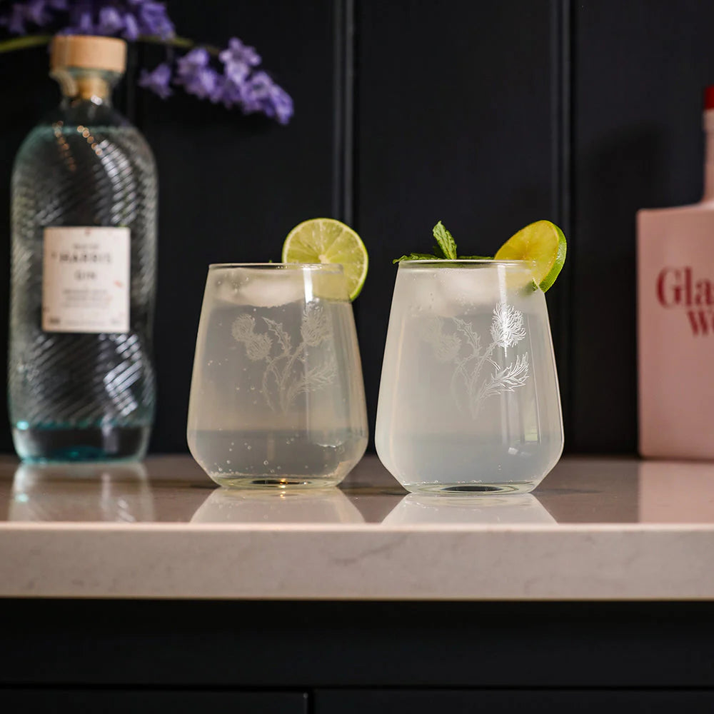 Selbrae House Thistle Trio Stemless Glasses (Set of 2)