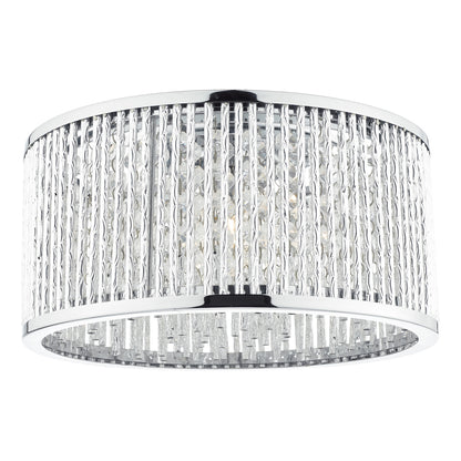 Dar Nantes 3 Light Flush Polished Chrome Alum
