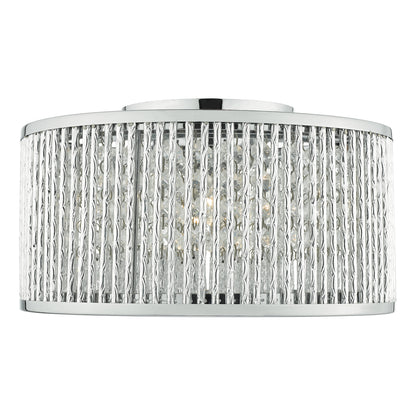 Dar Nantes 3 Light Flush Polished Chrome Alum