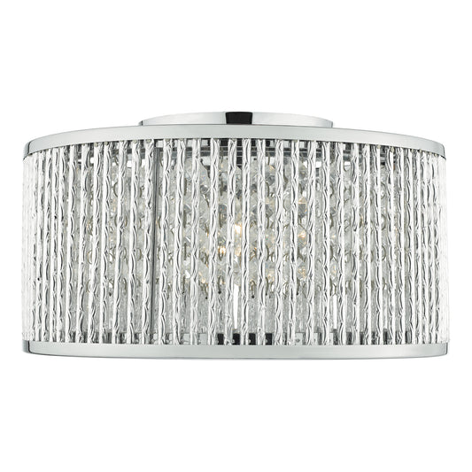 Dar Nantes 3 Light Flush Polished Chrome Alum