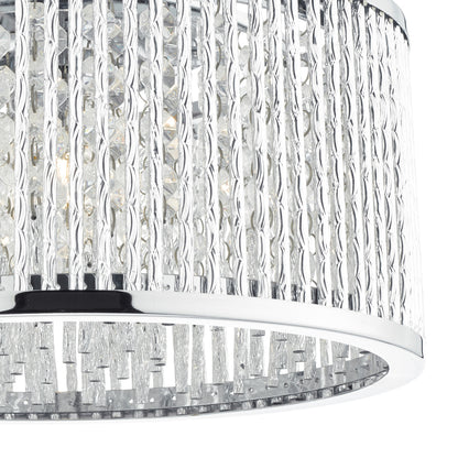 Dar Nantes 3 Light Flush Polished Chrome Alum