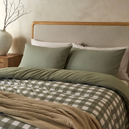 Night Lark® Olive Gingham Coverless Duvet Set 10.5tog