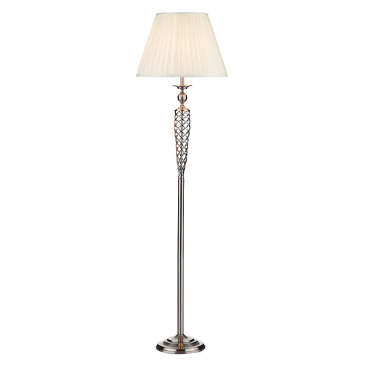 Dar Siam Floor Lamp Satin Chrome With Shade (Pack of 2)