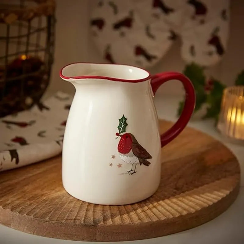 Cooksmart Xmas Robins Retreat Large Ceramic Jug