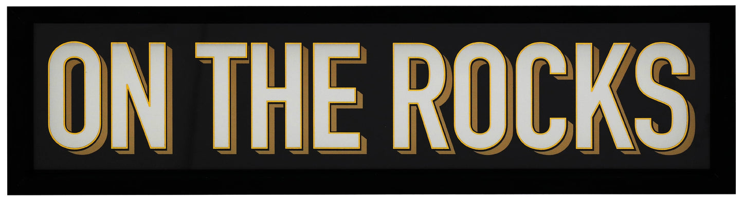 On The Rocks Typography Bar Sign Wall Art