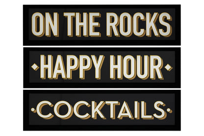 Happy Hour Typography Bar Sign Wall Art
