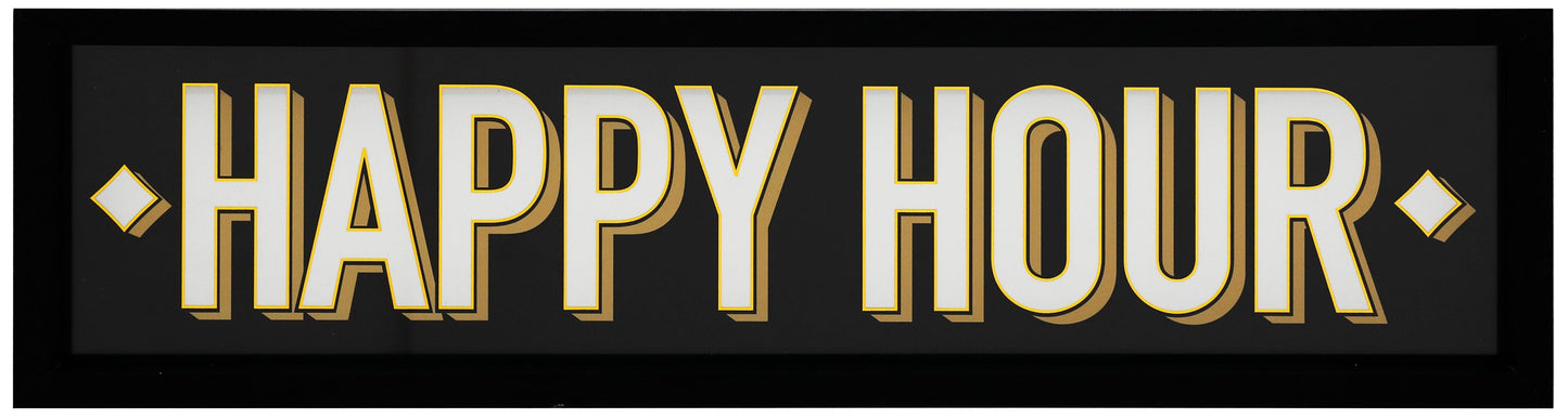 Happy Hour Typography Bar Sign Wall Art