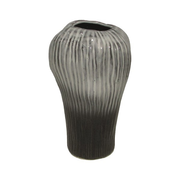 Black & Grey Ombre Stripe Vase (24.5cm)