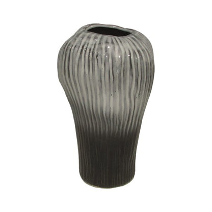 Black & Grey Ombre Stripe Vase (24.5cm)
