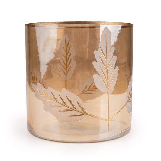 Glass Tealight Holder with Leaves